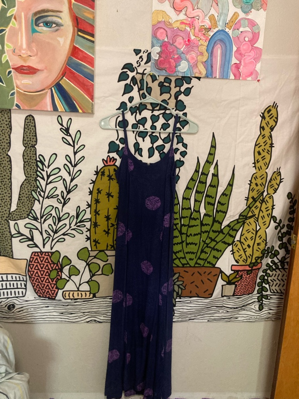 Navy Maxi Dress with Purple Floral Print
